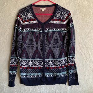 Vintage abstract knitted cardigan Merona Cottagecore Grandad Chunky Knit Large